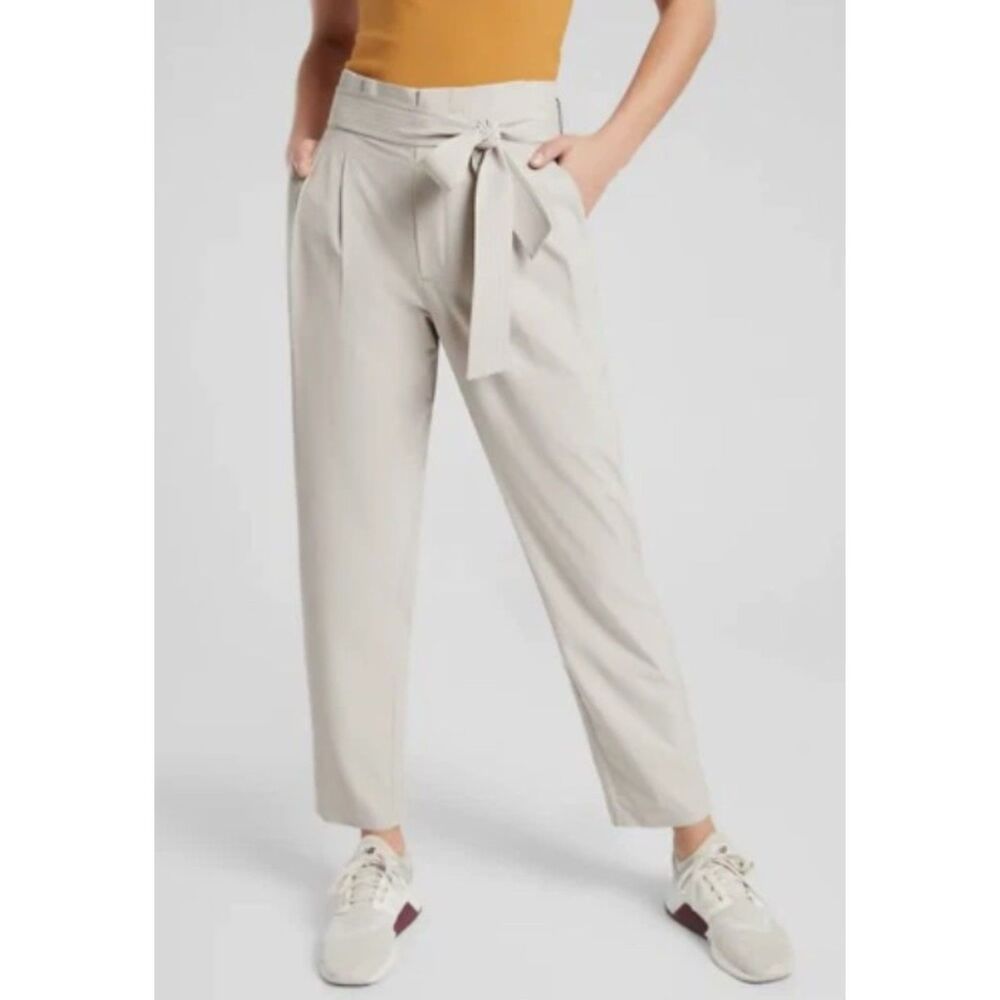 ATHLETA Taupe Plus Sz 22 Paperbag High Waisted SKYLINE Athletic Pants Pockets
